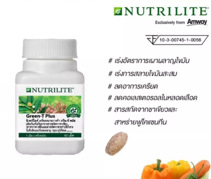 (ช็อปไทย) กรีนทีพลัส แอมเวย์ ขนาด 1 เดือน 60 เม็ด เอาใจสาวๆหนุ่มๆชาวพลัสไซด์ ก่อนอาหาร 10-15 นาที เช้า และ เย็น