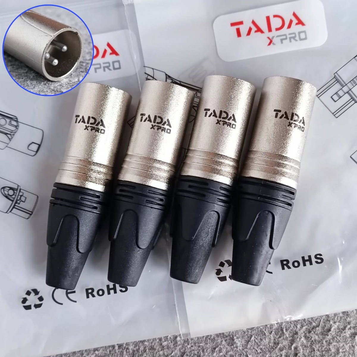 สีเงิน แพ็ค4ตัว TADA YSR-1017 XLRผู้ สีเงิน ปลั๊กแคนนอนตัวผู้ CANNON XLRตัวผู้ YSR1017 เอไอ-ไพศาล