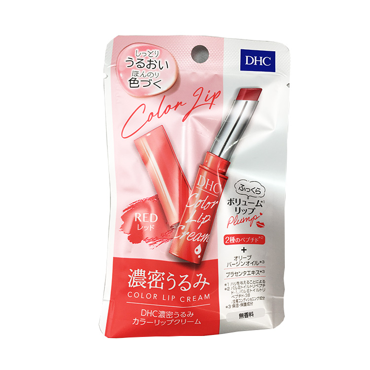 DHC Dense Urumi Color Lip Balm ลิปครีมบำรุงปากสีแดง สูตรน้ำมันมะกอกและรกแกะมอบความแวววาวและวอลลุ่ม