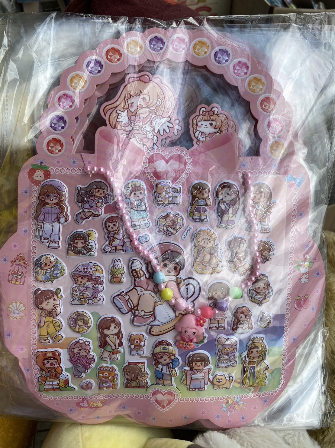 0548S สติ๊กเกอร์เจ้าหญิงพร้อมสร้อย สติ๊กเกอร์ 3 Dพร้อมสร้อยคอเด็ก ปลีกแผ่นละ