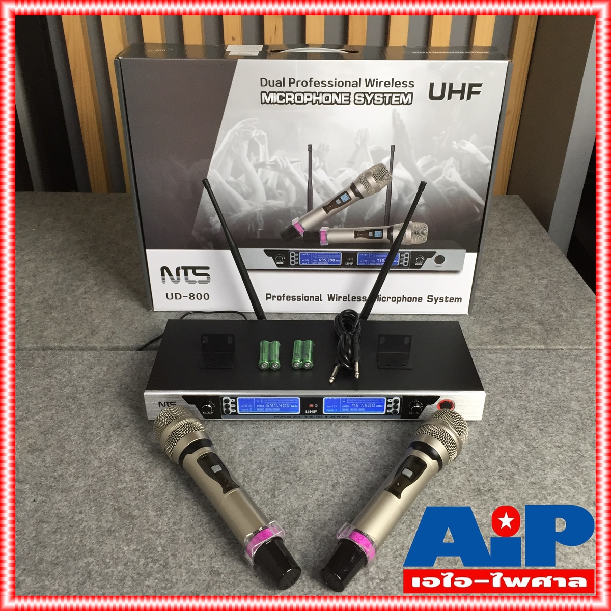 NTS UD-800 ไมค์ลอยปรับความถี่ ไมโครโฟนไร้สาย ไมค์ถือคู่ ปรับความถี่ได้ มาพร้อมปีกยึดแร็คได้ UD 800 UD800 เอไอ-ไพศาล