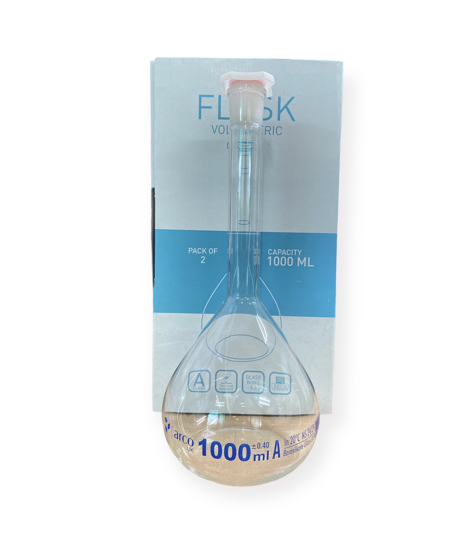 ขวดปรับปริมาตร (Flask, Volumetric Class A, Arco ) with Cer. ขนาด 5,10,25,50,100,200,250,500,1000,2000 มล