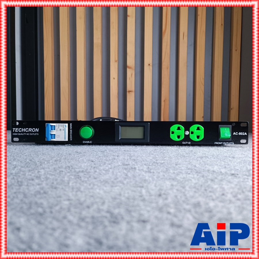TECHCRON AC802A ปลั๊กไฟ 1U ปลั๊กเขียว AC802 จอสีน้ำเงิน AC-802 ปลั๊กไฟใส่แร็ค AC 802 A ปลั๊กไฟภาคสนาม ปลั๊กไฟใช้กับเครื่องเสียง