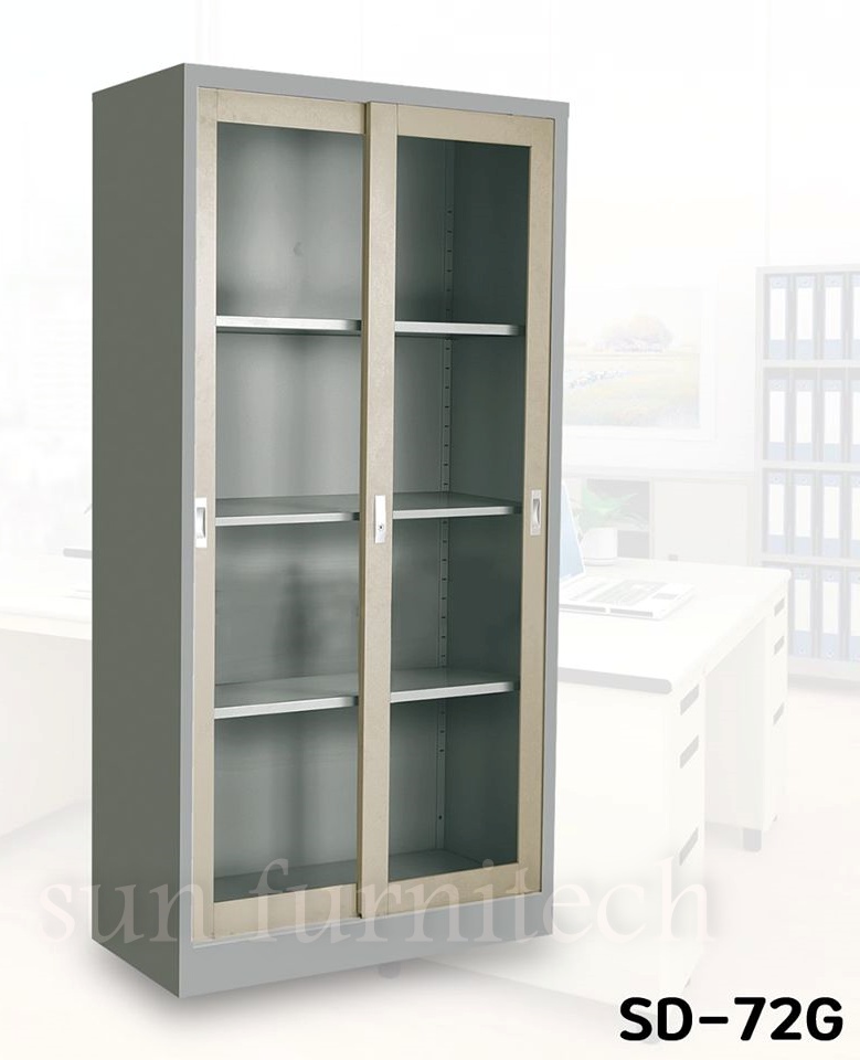 ตู้เอกสาร 2 บานเลื่อนกระจกสูง, ตู้เอกสารบานเลื่อนกระจกสูง, ตู้เอกสารสูง 2 บานเลื่อนกระจก ขนาด 3 ฟุตTaiyo รุ่น SD-723G