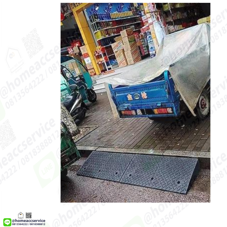 ทางลาดยางปีนฟุตบาท รวมสูง 26ซม. 16+ส่วนเสริม11(-1ซม.) ลาด 135ซม. กว้าง 50ซม. หนัก 44kg - Rubber Ramp with Extention 26x135x50 cm (16+10) 44kg