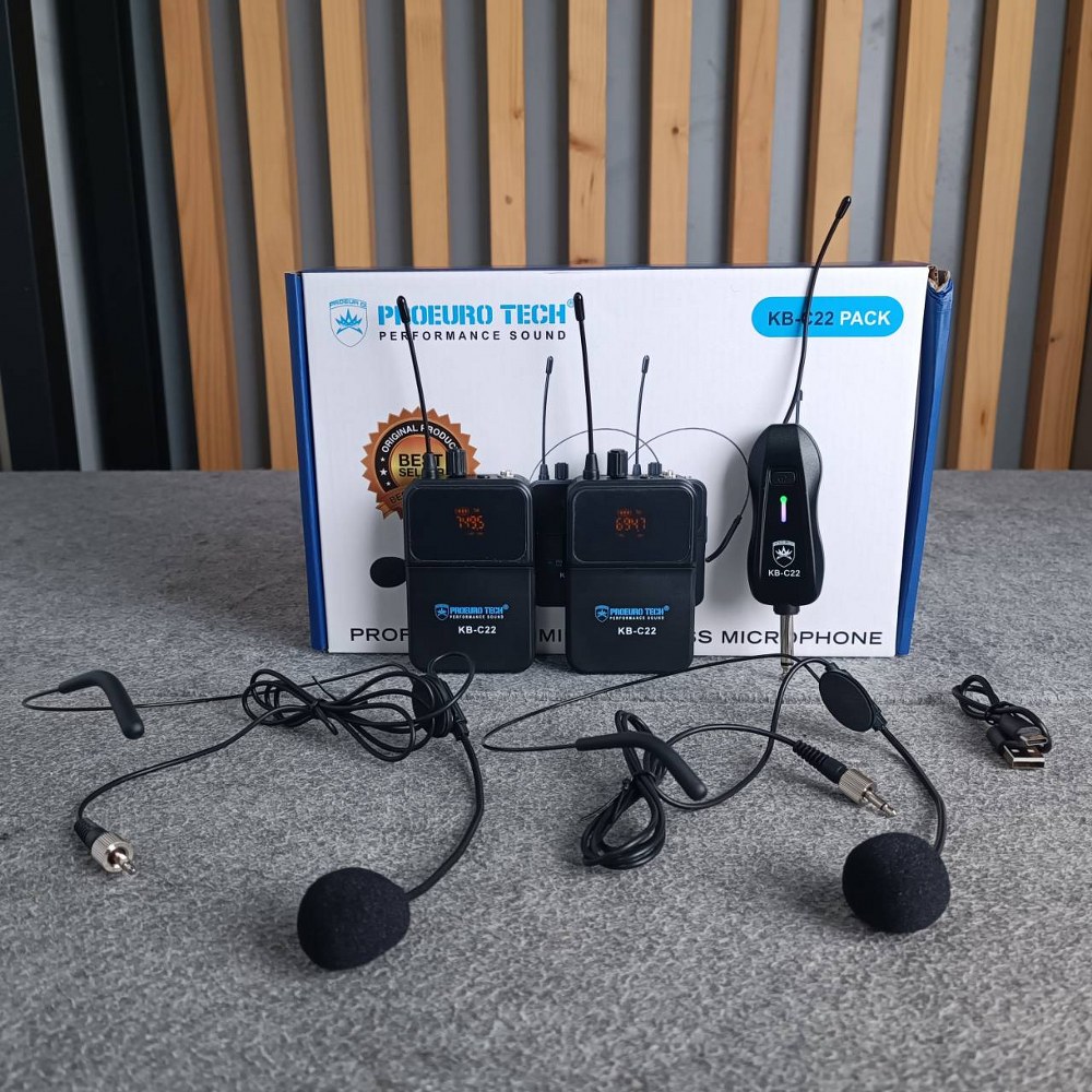 PROEUROTECH KB-C22PACK ไมค์ลอยคู่ **แบบคาดศรีษะ** ไมค์โครโฟนไร้สาย (ปรับความถี่ได้) ไมค์ ไมค์ลอยพกพา PROEURO TECH KB C22PACK KBC22PACK เอไอ-ไพศาล