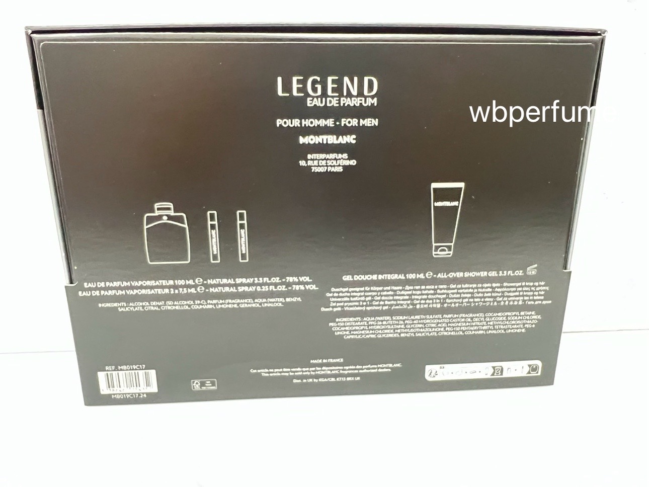 ชุดน้ำหอม Montblanc legend edp 100ml , shower gel 100ml , 7.5ml 2 ขวด