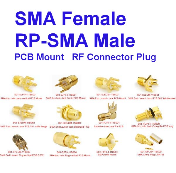SMA Female RP-SMA Male PCB Mount RF Connector Plug
