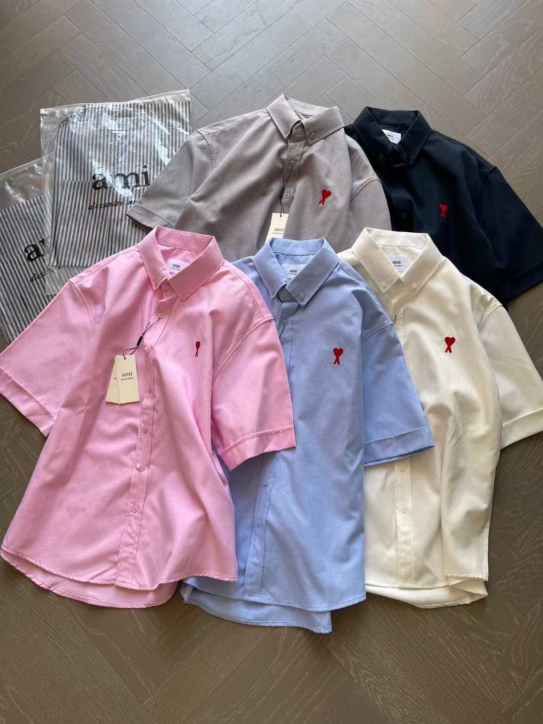 **do** เสื้อเชิ้ตแขนสั้น Ami Paris ปักลายที่อก มี 5 สี ใส่ได้ ชาย หญิง สินค้าใหม่ ของแท้