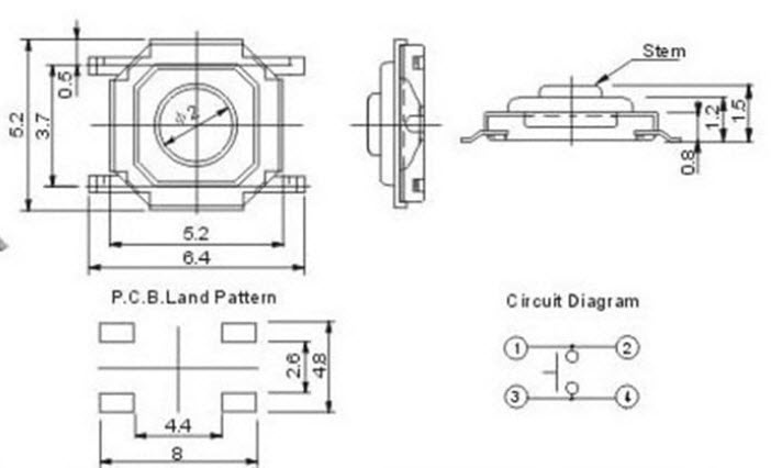 SMD 4*4*1.5MM 4x4x1.5MM touch micro switch button switch button switch waterproof