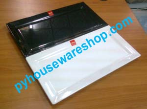 จานสี่เหลี่ยมผืนผ้าขาวดำหนาหนัก,ถาดเมลามีนektraทรงสี่เหลี่ยม,Rectangular Tray,จานทรงสี่เหลี่ยมผืนผ้า