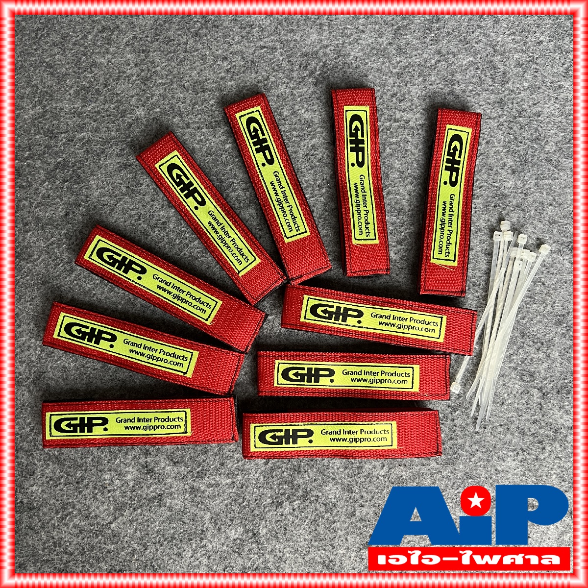 แพ็ค10เส้น สายรัดGIP สีแดง สายรัดสาย สายรัดสายลำโพง สายรัดสายสัญญาณ GIP สายรัด ยาว 272mm