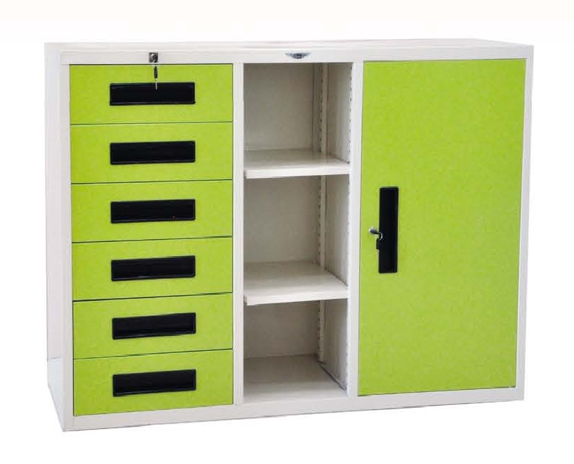 ตู้เอกสาร 1 บาน 6 ลิ้นชัก มีชั้นกลาง ขนาด 4 ฟุต ยี่ห้อ Elegant รุ่น SD4F6D