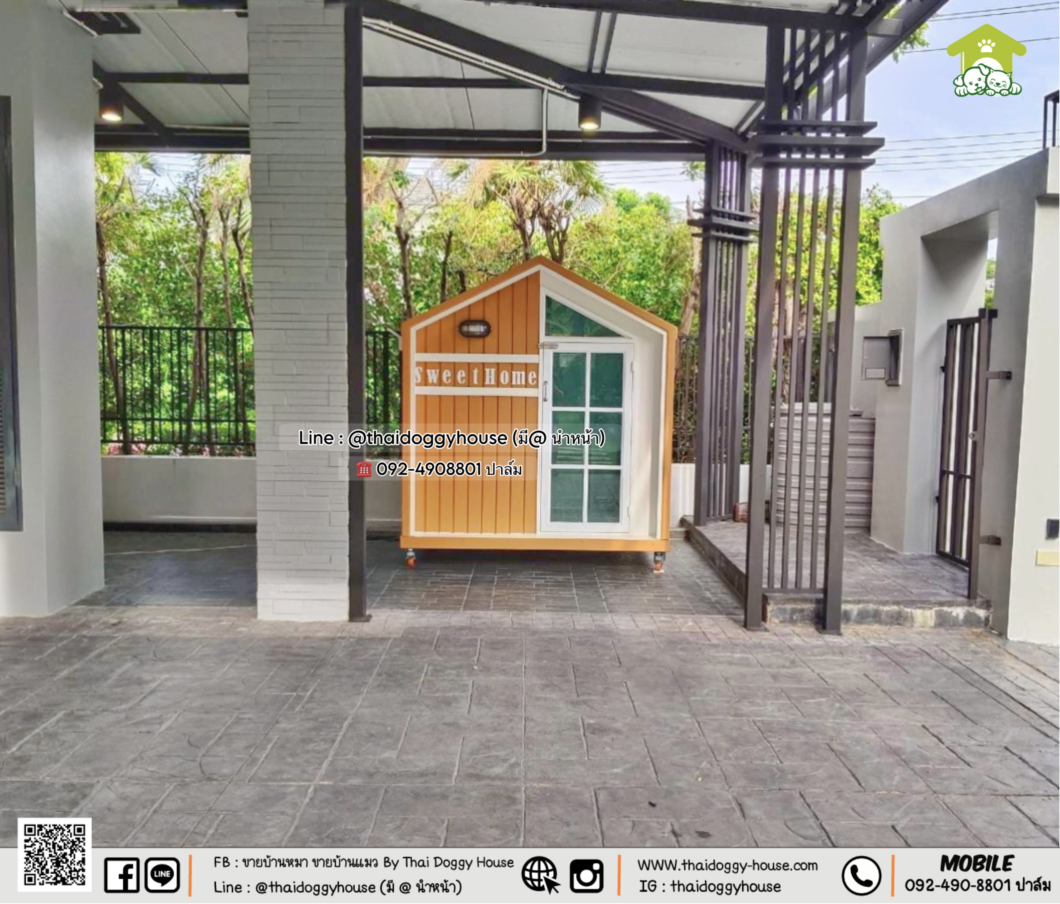 บ้านหมา บ้านแมว 𝐓𝐡𝐚𝐢 𝐝𝐨𝐠𝐠𝐲 𝐡𝐨𝐮𝐬𝗲 แบบรองรับการติดแอร์