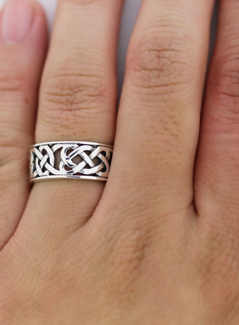 แหวนเงินแท้ลายเคลติกหน้ากว้าง 9 มิลลิเมตร (Silver Celtic ring)