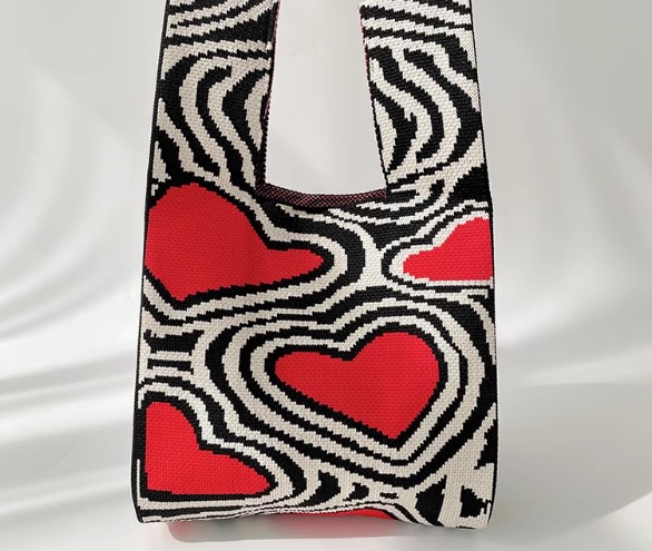 กระเป๋าผ้า ถุงผ้า ถักลายหัวใจ หวาน ๆ โทนสีพาสเทล น่ารัก ๆ ของขวัญ ของชำร่วย สวย ๆ ใช้งานได้จริง 479416