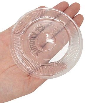 ฝาพลาสติกปิดแก้ว ฝาเรียบ แบบย่อยสลายได้ 90 MM, 90MM Flat Clear Disposable Lid