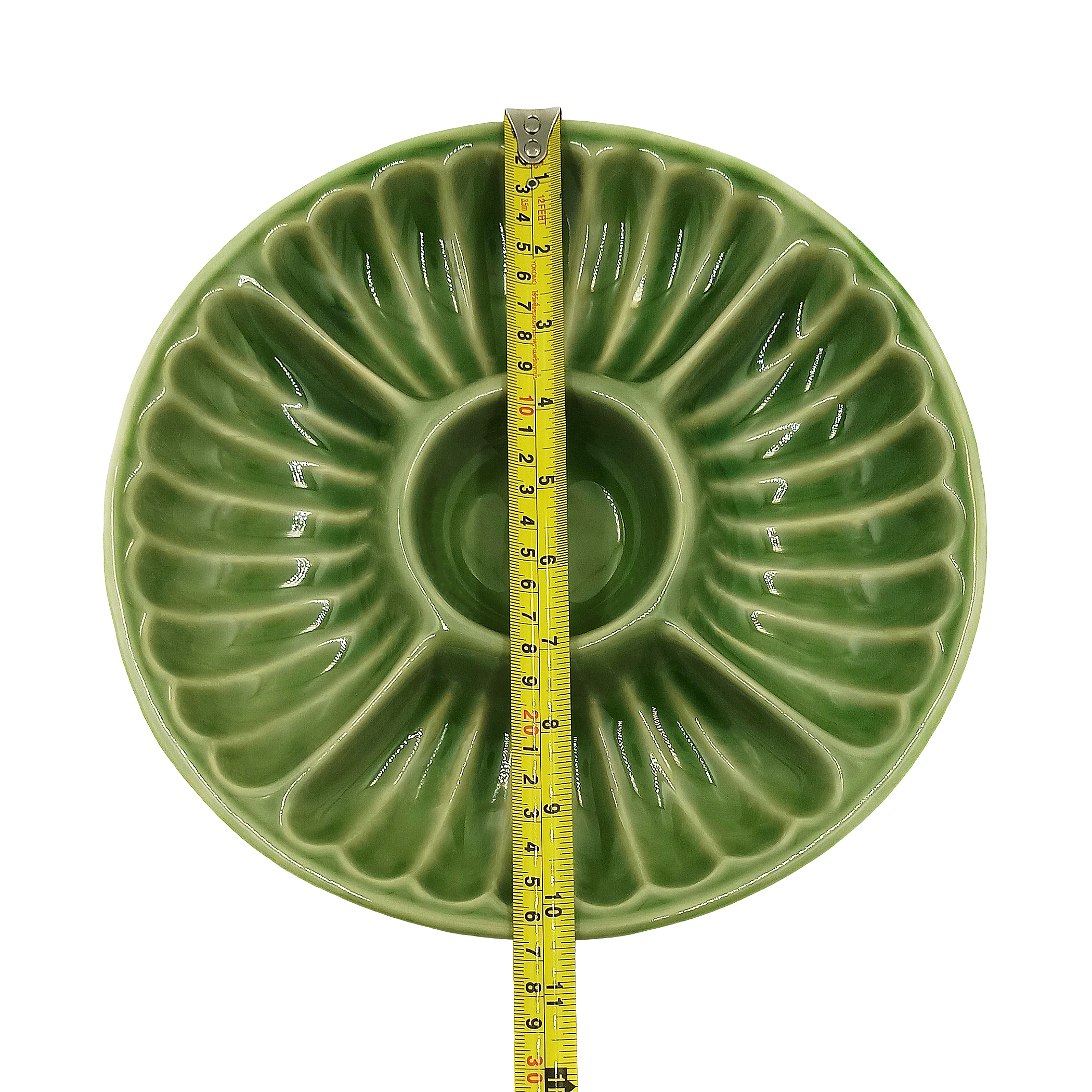 CDC-A002 จานออเดิร์ฟเซรามิคสีเขียว จานชามเซรามิคเข้าไมโครเวฟได้ ทนความร้อนสูง ใส่อาหารปลอดภัย