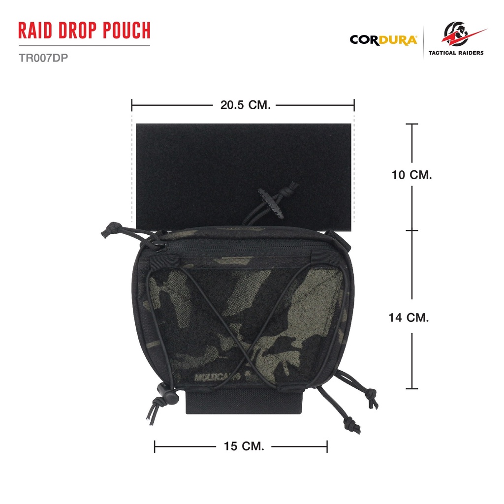 กระเป๋าเสริมติดเวส สีพรางดำ RAID DROP POUCH [ TR007DP ] ( Tactical Rider )