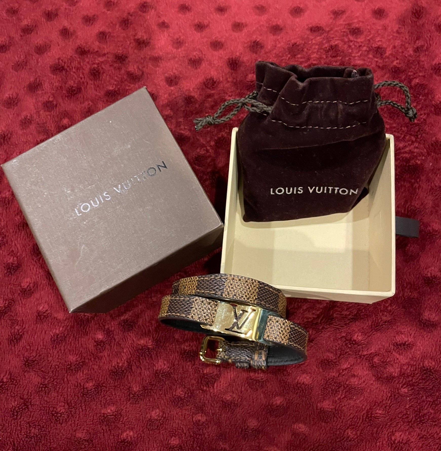 ข้อมือ Louis Vuitton Bangles Bracelet Sign IT - Damier Canvas ตารางน้ำตาล Unisex ปรับขนาดได้