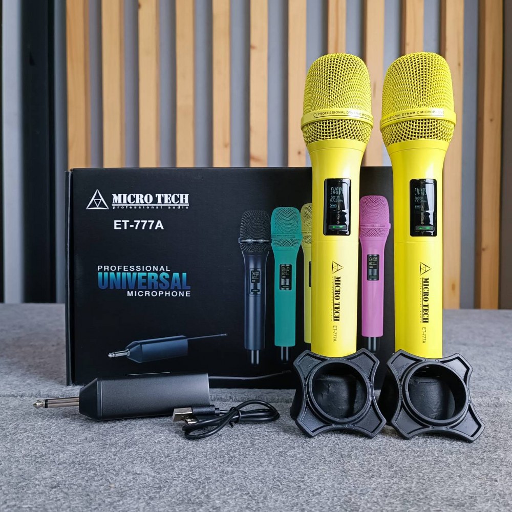 มี 4 สีให้เลือก MICROTECH ET-777A ไมค์ลอย ถือคู่ UHF เครื่องรับเล็ก เขียว / เหลือง / ส้ม / ชมพู ET 777A ET777A ไมค์ลอยมือถือคู่UHF ไมโครโฟนแบบไร้สาย เอไอ-ไพศาล