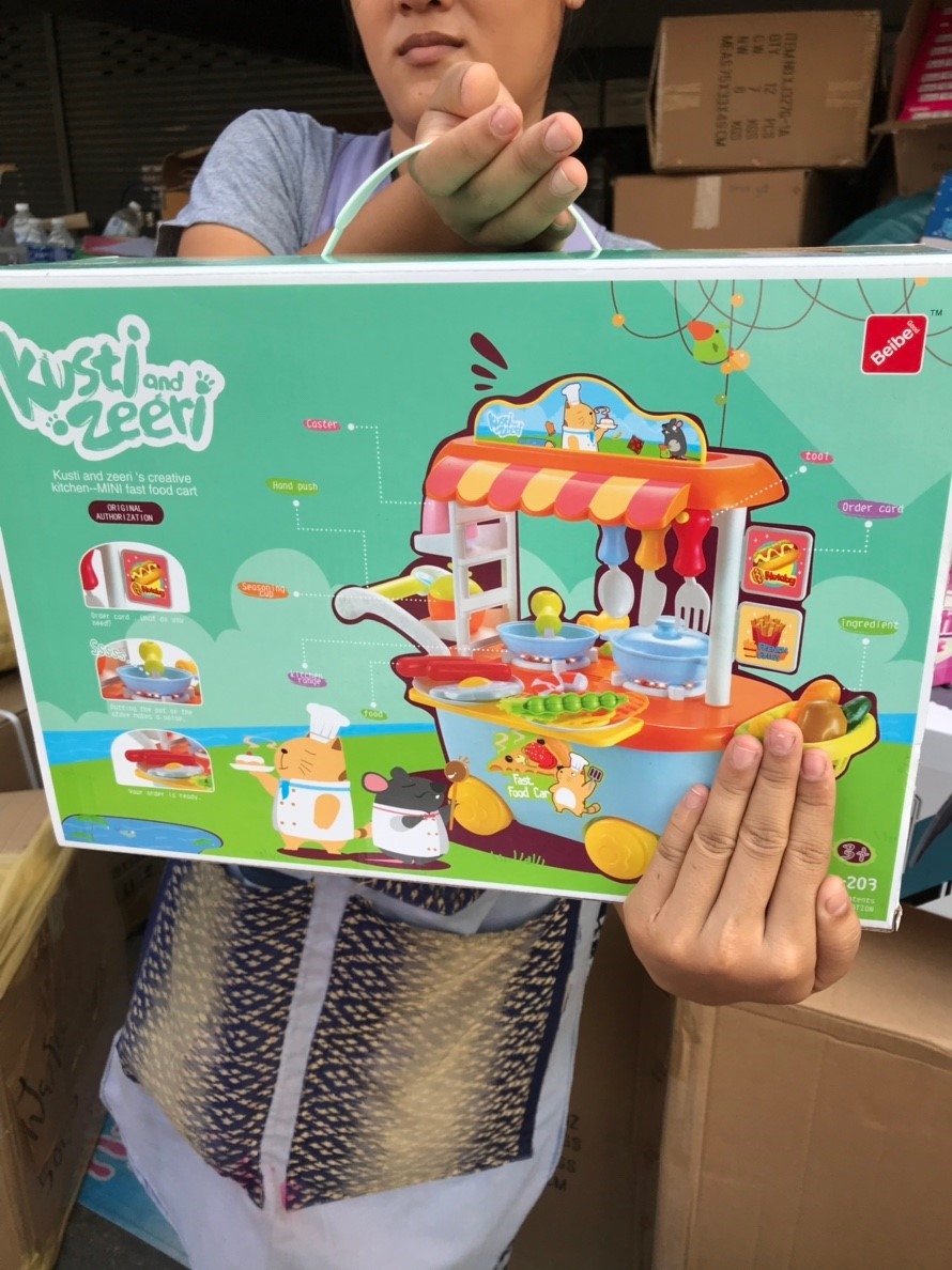 889-203 ของเล่นเด็กชุดครัวรถเข็น มีเสียงไฟ