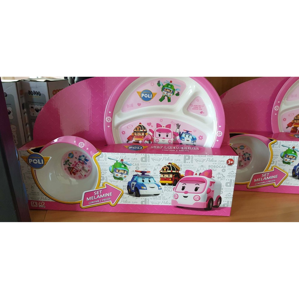 POLI-001-4 ชุดจานชาม POLI ชุดจานเด็ก จานถ้วยสำหรับเด็ก ลิขสิทธิ์ถูกต้อง ปลีกชุดละ