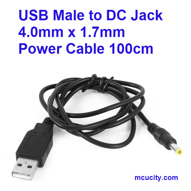 USB Male to DC JACK 4.0mm x 1.7mm cable 60 cm