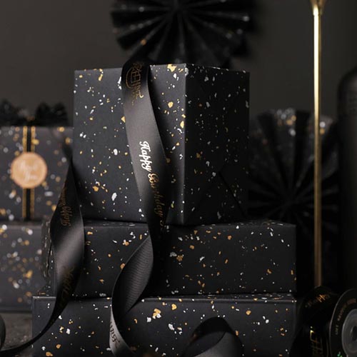 กระดาษห่อของขวัญ สีดำ Black Galaxy