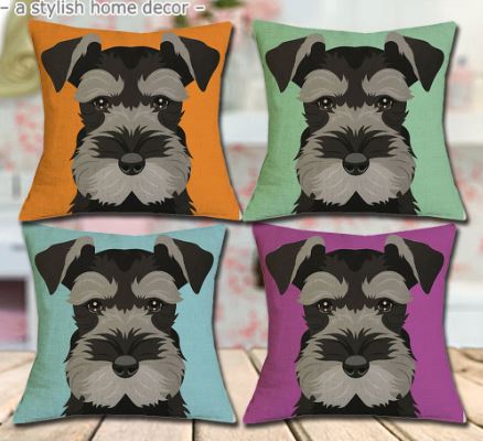 แต่งห้อง แต่งบ้าน แต่งคอนโด แบบคนรัก สุนัข พันธ์ุ ชเนาเซอร์ Schnauzer ด้วย ปลอกหมอนอิง หมอนหนุน โซฟา เพ้นท์ ลาย หน้าน้องหมา แสนรัก 726458