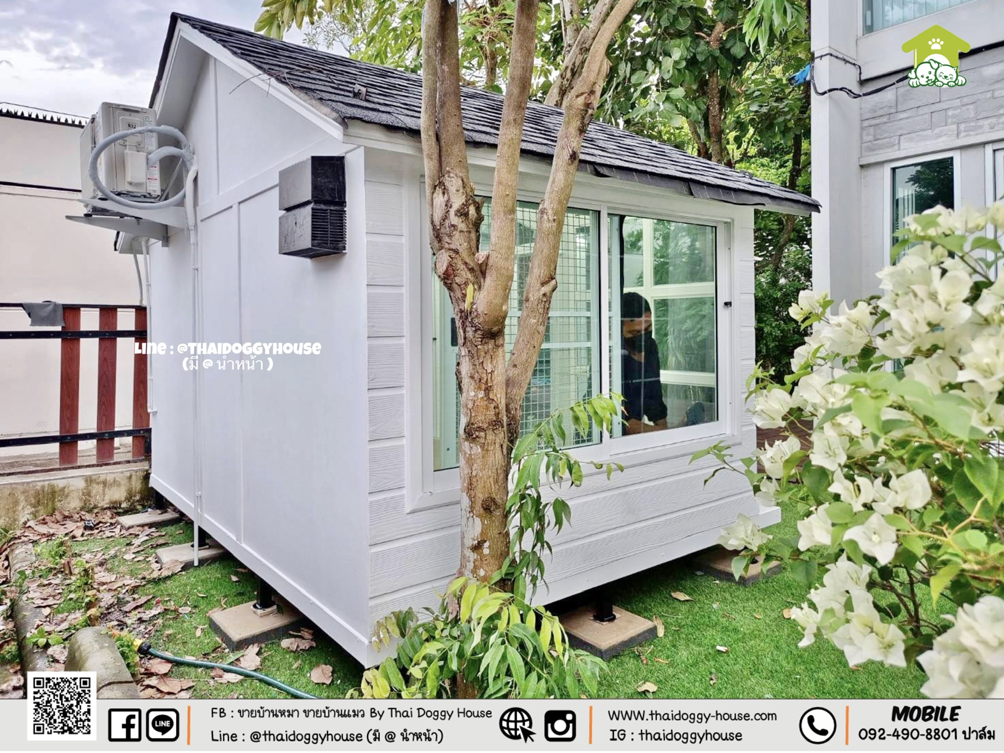 บ้านหมา บ้านแมวติดแอร์ " 𝐍𝐎𝐑𝐃𝐈𝐂 𝐒𝐓𝐘𝐋𝐄 " ฟังก์ชั่นครบ หลังใหญ่ กระจกบานใหญ่เปิดรับแสงธรรมชาติได้ดี โทนบ้านสีขาวทำให้ดูเรียบง่าย
