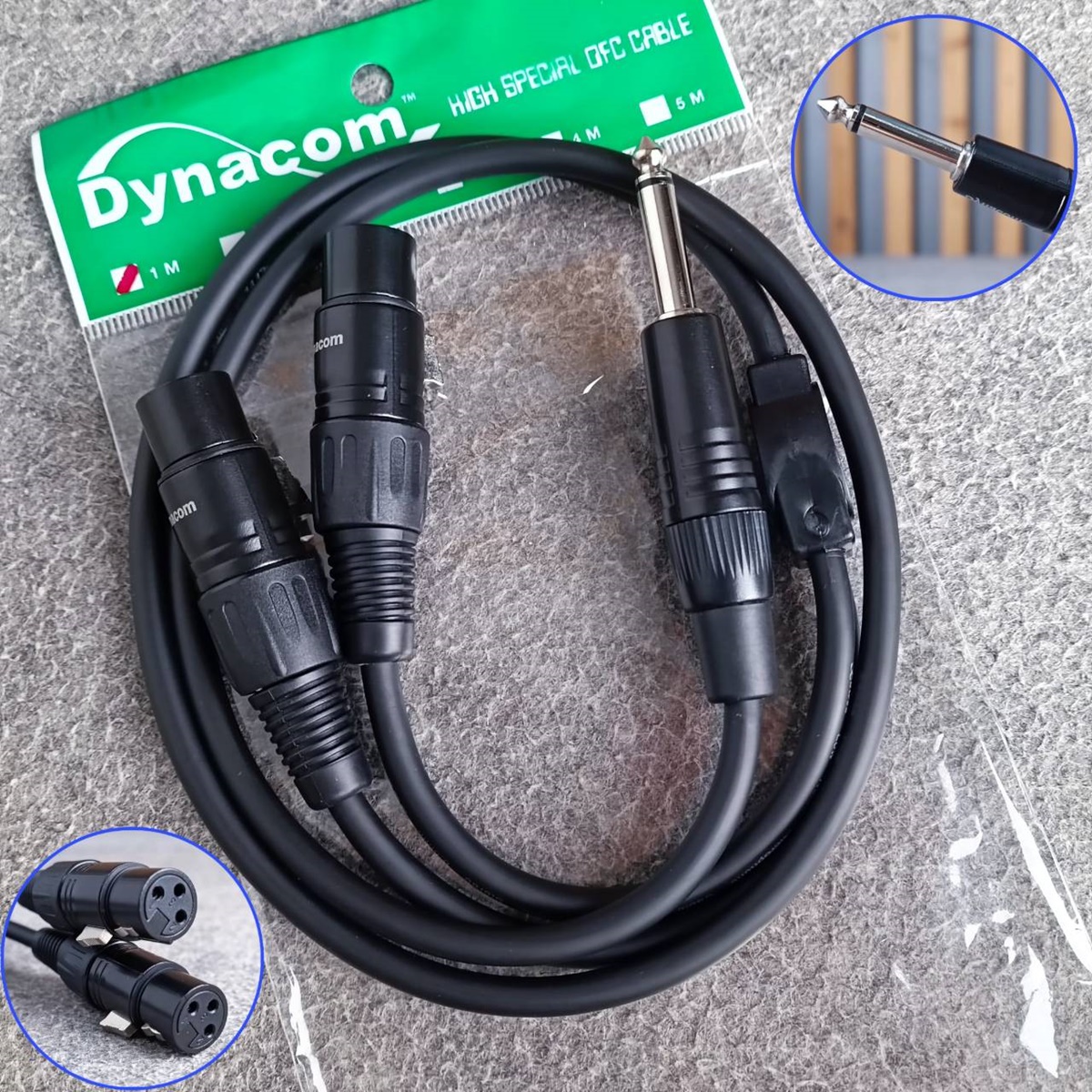 ยาว1เมตร DYNACOM J304 สายPHONE MONOออกXLRเมียx2 1เมตร สายY สายสัญญาณ XLRตัวเมียx2 ออก P.MIC MONO 6.35mm. เอไอ-ไพศาล
