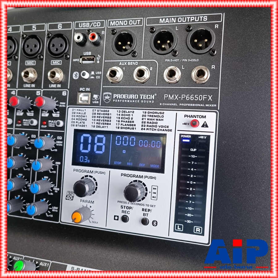 PROEUROTECH PMX-P6650FX POWERMIXER+บูลทูส เพาเวอร์มิกเซอร์ รุ่นใหม่ โปรยูโรเทค 6 ช่อง 650 วัตต์ PMX P6650 FX PMXP6650FX เอไอ-ไพศาล