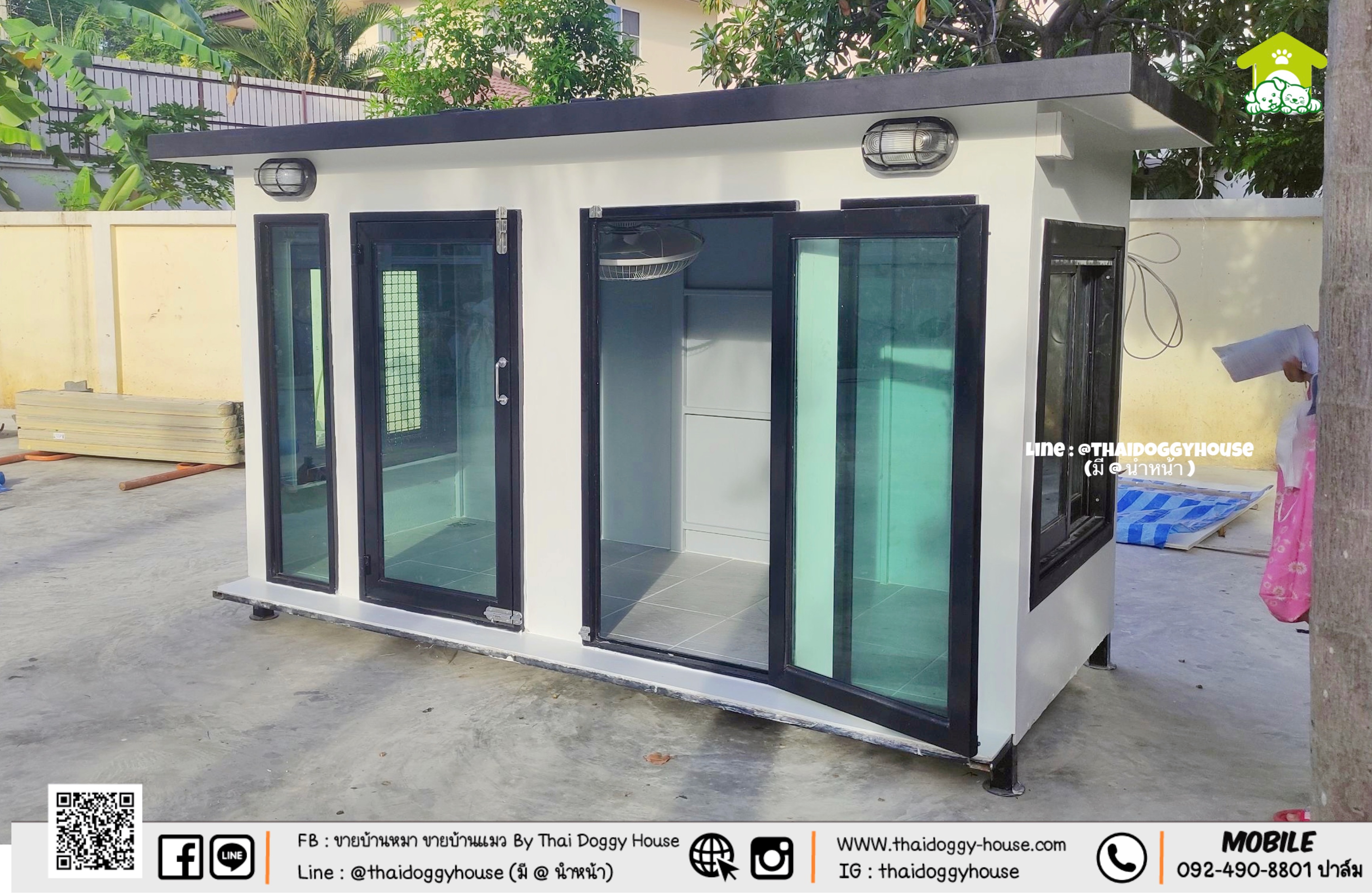 บ้านหมา บ้านแมว 𝐁𝐎𝐗 𝐒𝐓𝐘𝐋𝐄 🐕🦺🐈 สามารถกั้นห้องเพิ่มได้เป็น 2 ห้อง 😁 แบบกระจกรองรับการติดแอร์ ❄️