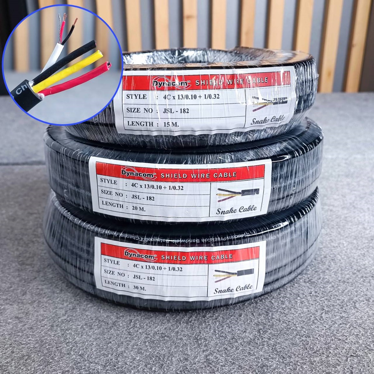 (1ขด) มี 3 ขนาดให้เลือก สายมัลติคอร์ 4คอร์ JSL-182(เมตร) สีดำ ขด 15 / 20 / 30 เมตร สายสัญญาณเสียง สาย4คอร์ JSL182 JSL 182 Multicore Cable เอไอ-ไพศาล