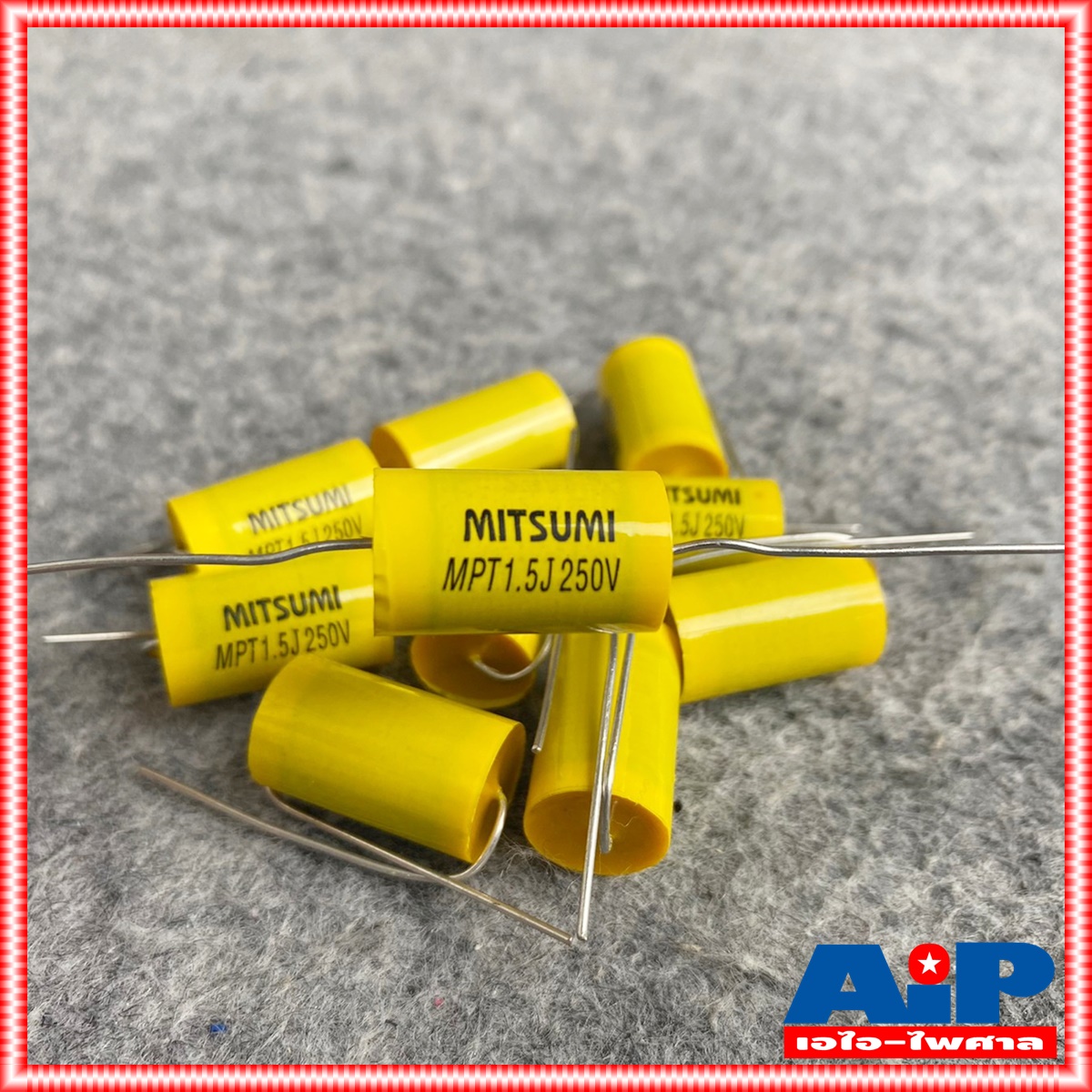 ถุง10ตัว MITSUMI 1.5UF 250V Cสีเหลือง MET คาปาซิเตอร์ C1.5/250V C1.5/250Vสีเหลือง ซีเสียงแหลม 1.5/250V ซีตัดเสียงแหลม เอไอ-ไพศาล