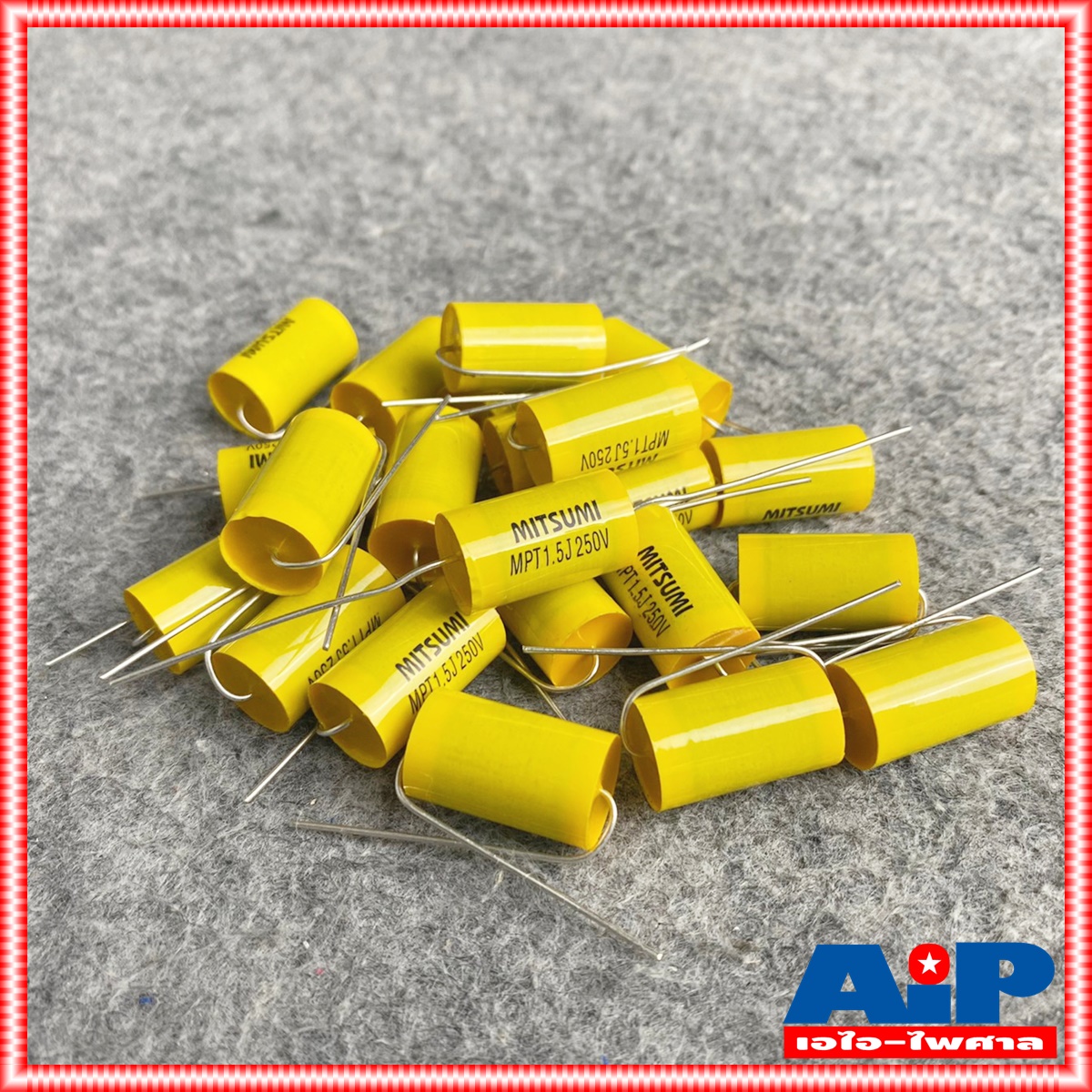 1ตัว MITSUMI 1.5UF 250V Cสีเหลือง MET คาปาซิเตอร์ C1.5/250V C1.5/250Vสีเหลือง ซีเสียงแหลม 1.5/250V ซีตัดเสียงแหลม เอไอ-ไพศาล