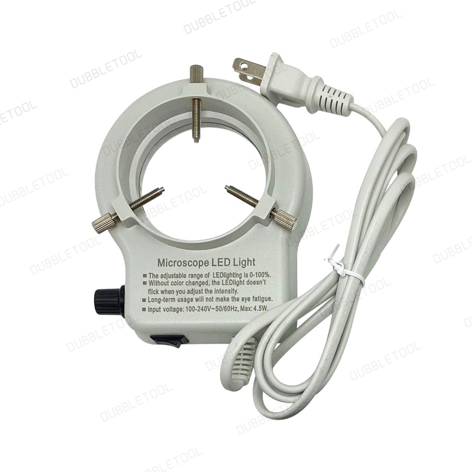 ไฟวงแหวน ไฟกล้องจุลทรรศน์ ไฟวงแหวนแบบปรับ แสงสีขาว LED Ring Light for Microscope 100-240VAC Ø60mm