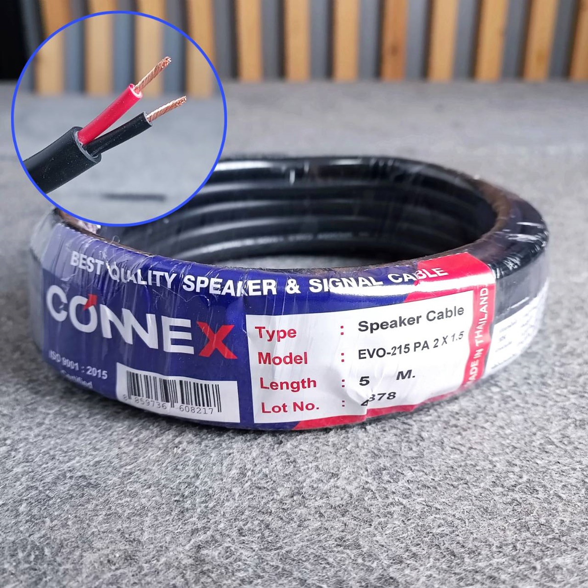 ขด5เมตร CONNEX EVO-215 สายลำโพง ทองแดงแท้ 2x1.5mm สายสีดำ สายลำโพงกลางแจ้ง EVO215 EVO 215 สายลำโพง2คอร์ เอไอ-ไพศาล