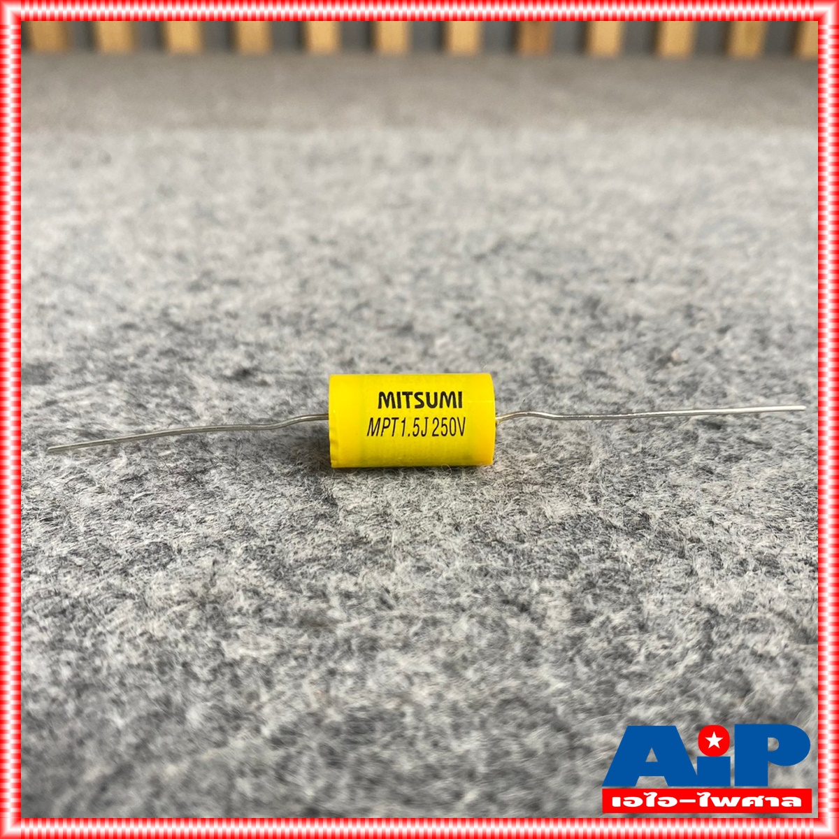 1ตัว MITSUMI 1.5UF 250V Cสีเหลือง MET คาปาซิเตอร์ C1.5/250V C1.5/250Vสีเหลือง ซีเสียงแหลม 1.5/250V ซีตัดเสียงแหลม เอไอ-ไพศาล