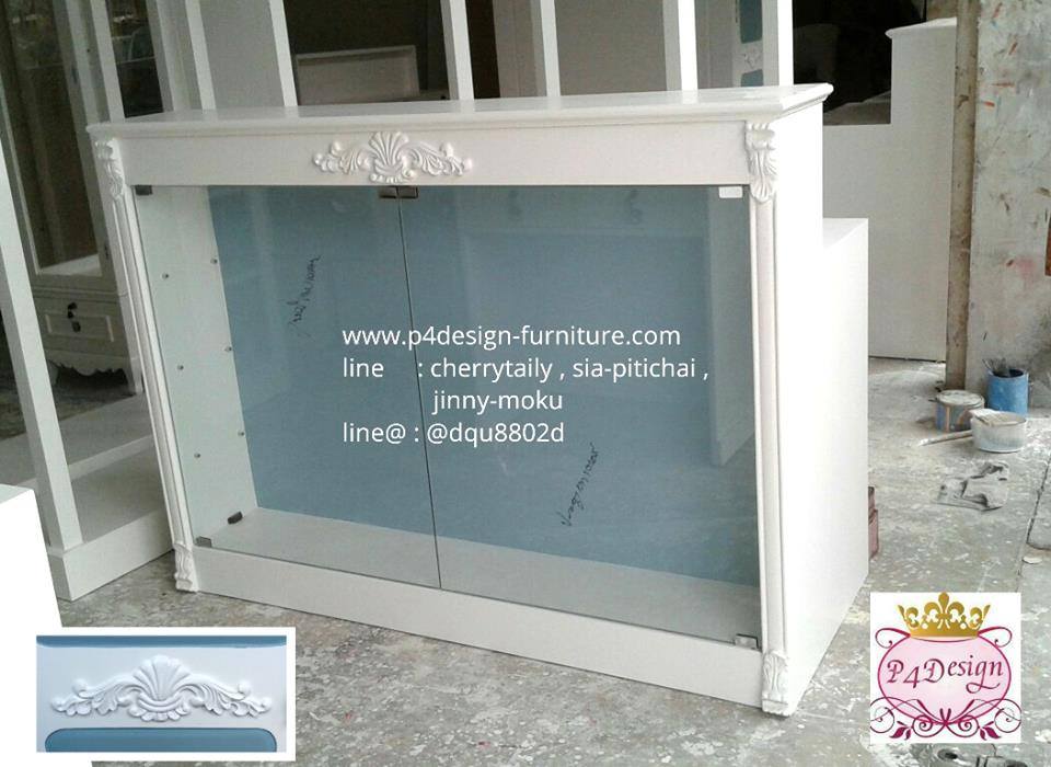 เคาน์เตอร์วินเทจ สีขาว สำหรับร้านค้า ย150