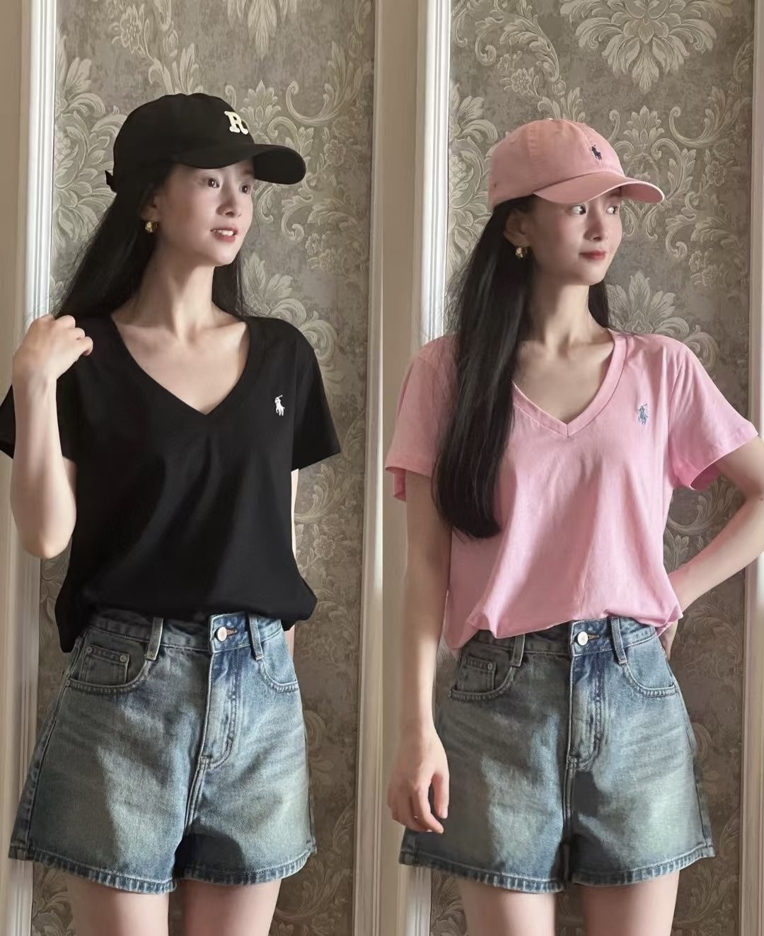 do** เสื้อยืดคอวี Ralph Lauren ตัวอักษรนูน มี 6สีให้เลือก สินค้าใหม่ ของแท้