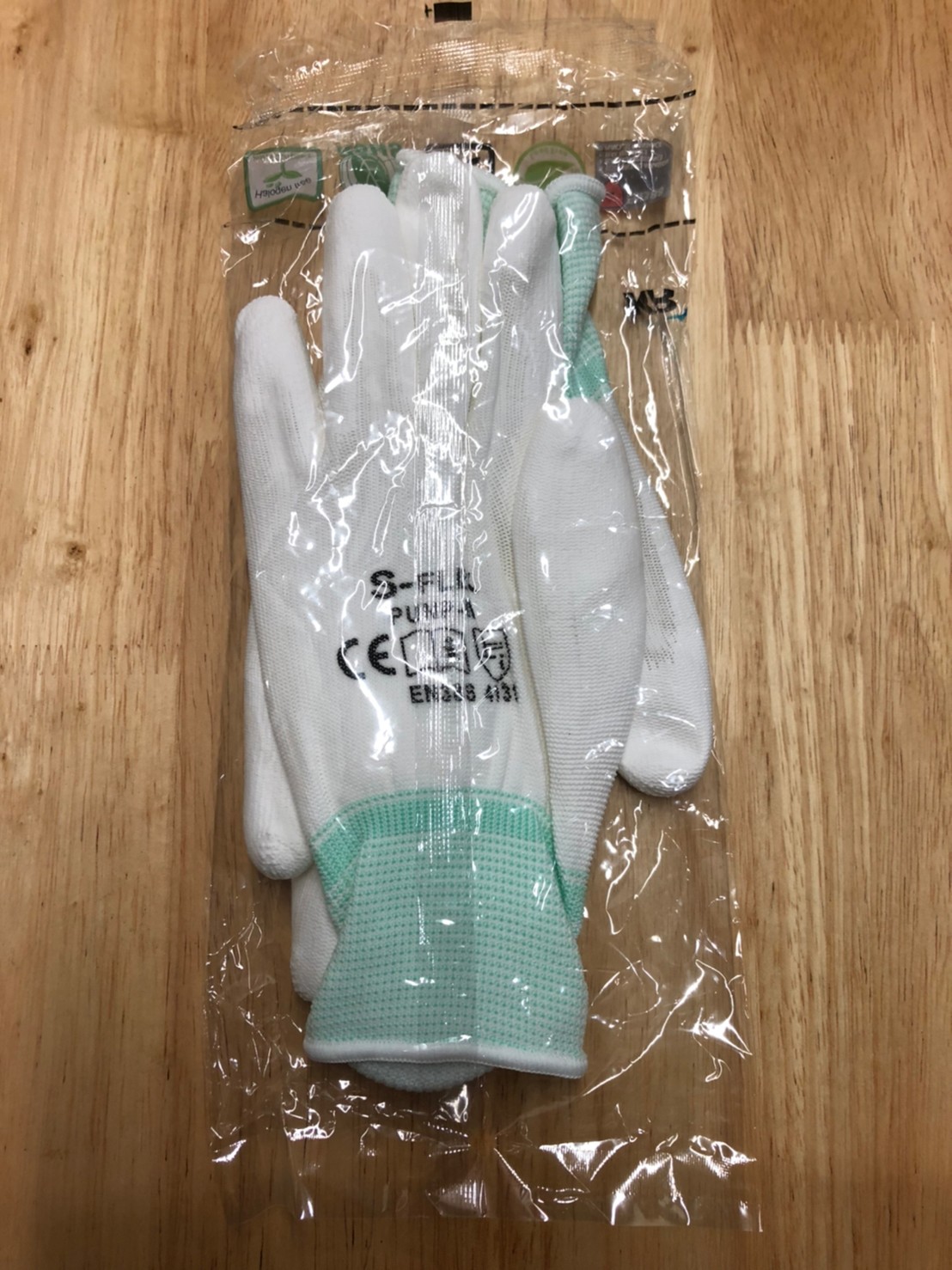 ถุงมือไนล่อน เคลือบ PU เต็มฝ่ามือ สีขาว , PU Palmfit White S-Flex