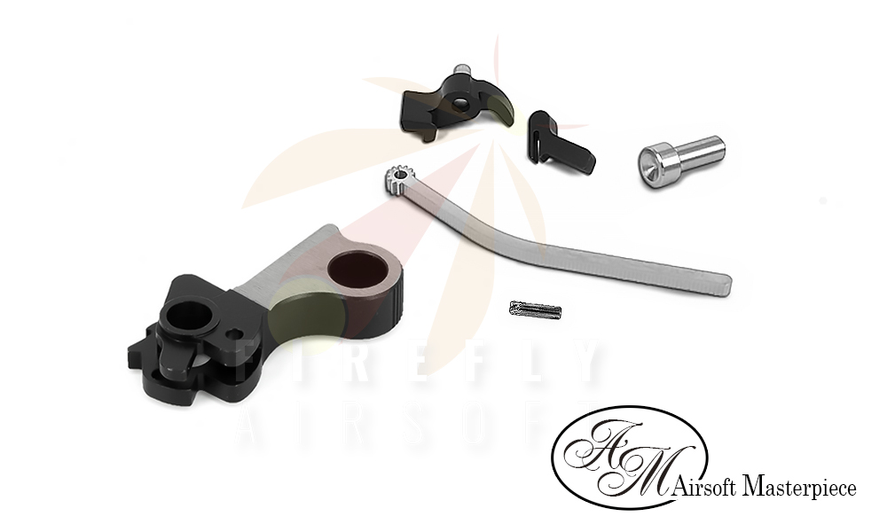 AIRSOFT MASTERPIECE 1911 HAMMER & SEAR SET (STI STYLE CIRCLE) HI CAPA COMPATIBLE - (CNC STEEL, 2 TONE)
