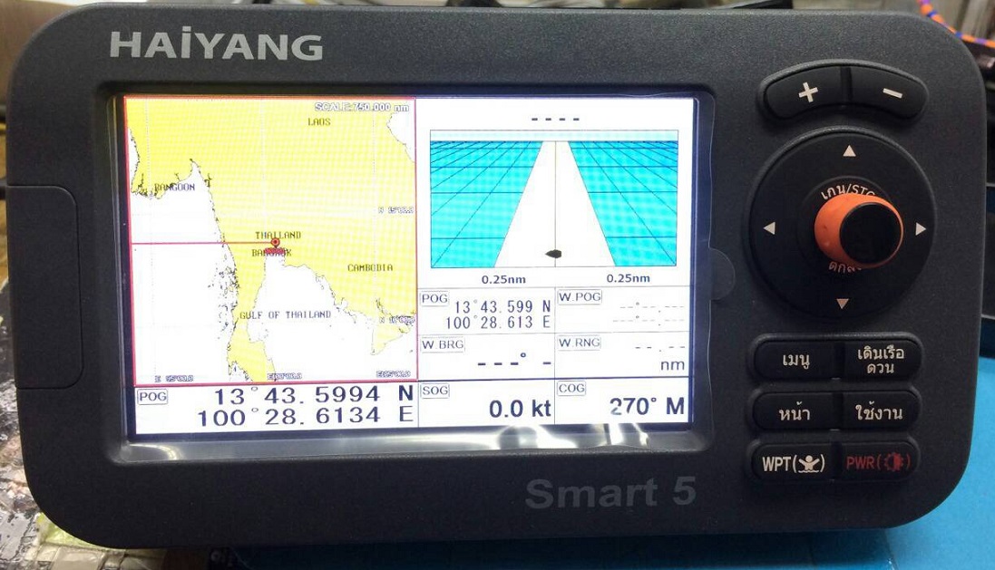 เครื่องหาปลา+GPS ยี่ห้อ Haiyang HD-50CF เมนูไทย จอ 5 นิ้ว พร้อมหัวทองเหลือง