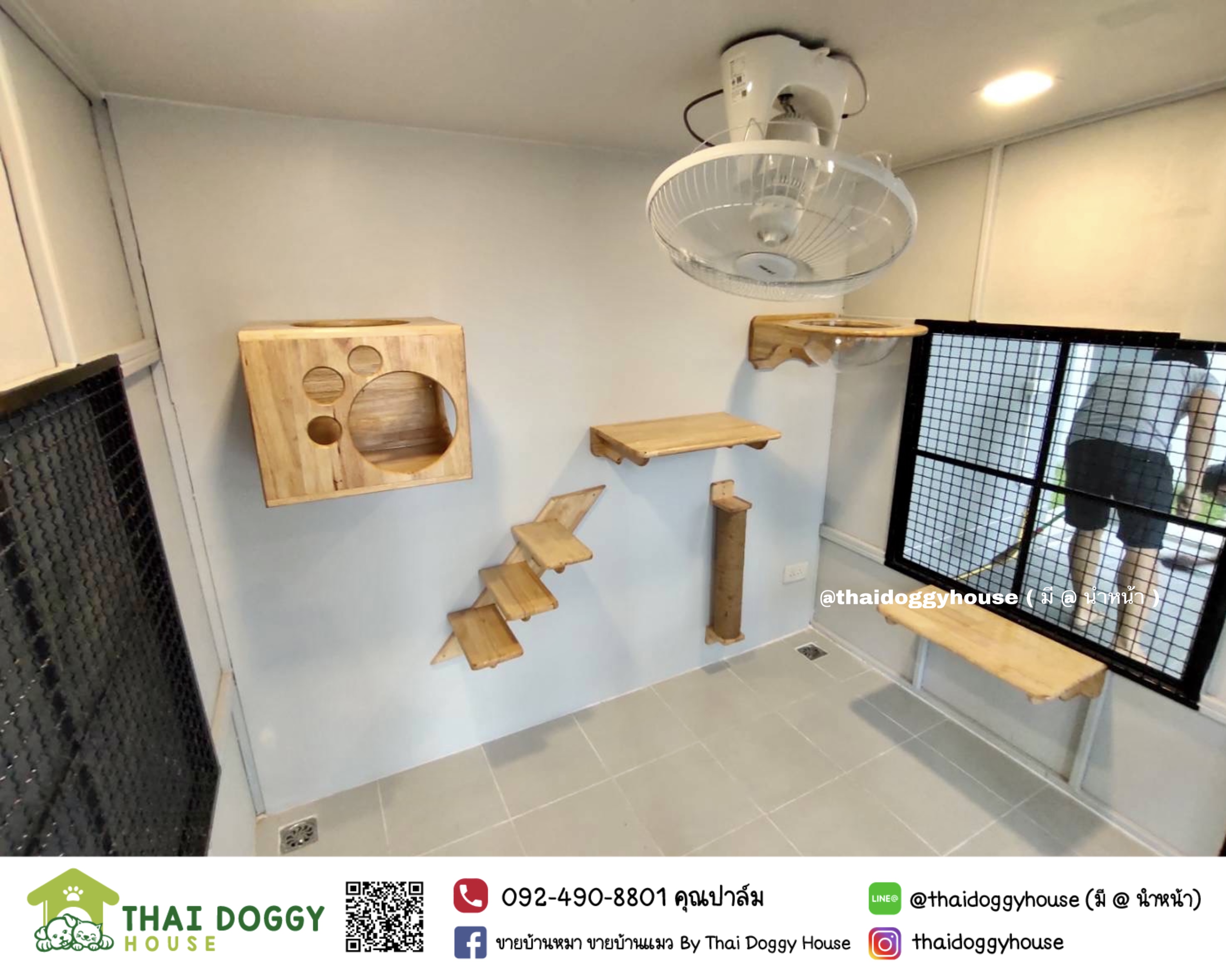 บ้านน้องแมวหลังใหญ่ " Box Style " สามารถติดตั้งของเล่นให้น้องแมวเพิ่มเติมได้