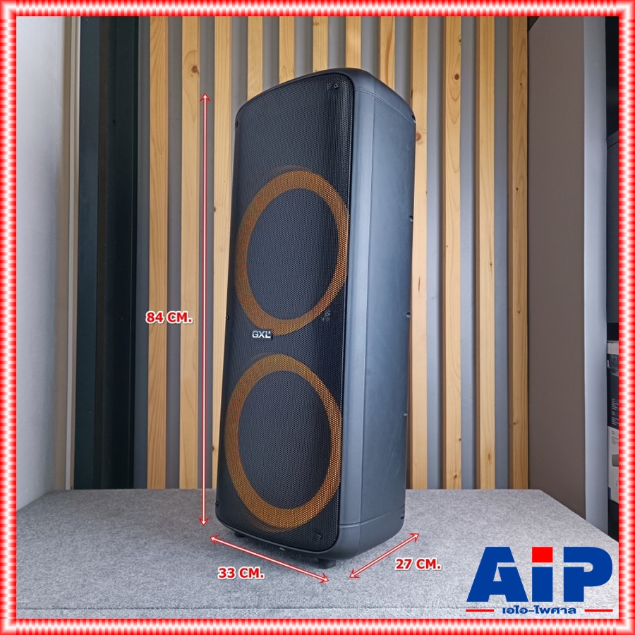 GXL GL-102TM ลำโพง10นิ้วx2 + ไมค์ลอยคู่ ตู้ลำโพงปาร์ตี้ ตู้ลำโพงคาราโอเกะ ใช้ได้ทั้งไฟ DC และ AC แถมไมค์ลอย GL 102 TM GL102TM เอไอ-ไพศาล