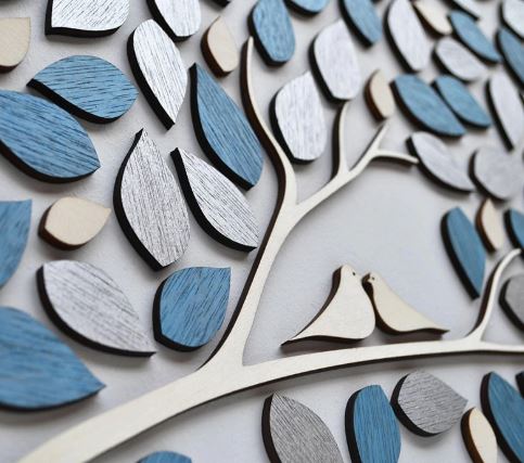 Guest Book DIY กรอบไม้ ป้ายไม้ รูป ต้นไม้ นกคู่ สามารถใช้แทน สมุดเขียนคำอวยพร ใช้ตกแต่งงานแต่งงาน 141974