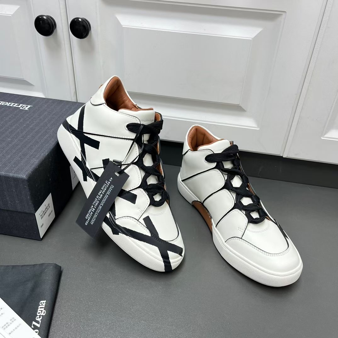 **do**รองเท้าผู้ชาย Zegna Leather Tiziano Sneakers บู้ทสั้น มี 2 สี สินค้าใหม่ ของแท้