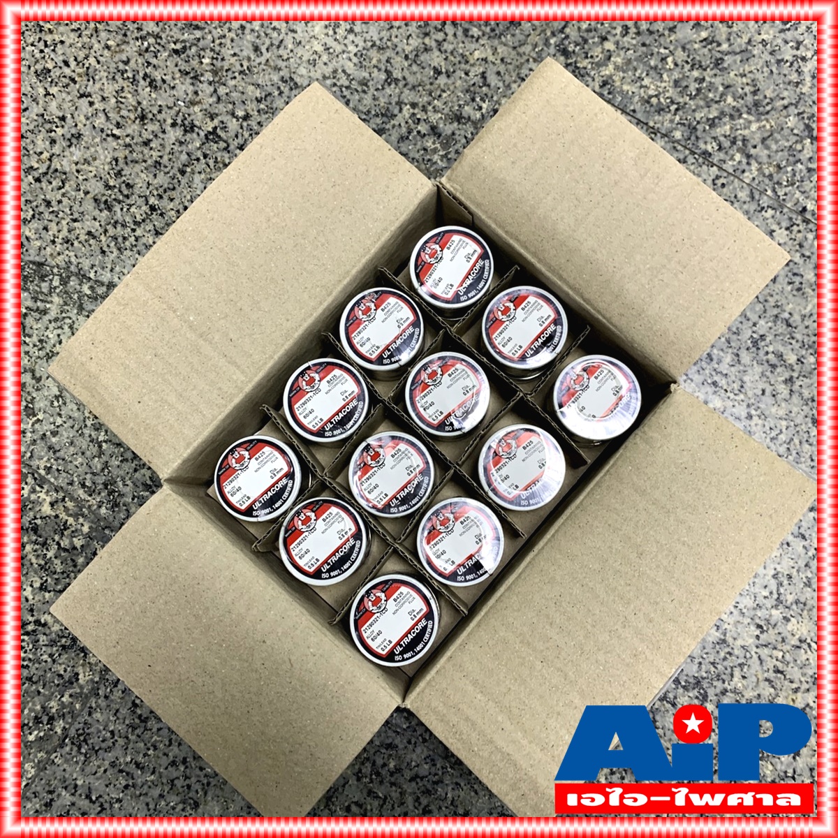 ยกกล่อง24ขด ULTRACORE ขนาด 0.8 มม หนัก 0.5 ปอนด์ ตะกั่วขด 60/40 ตะกั่วบัดกรี ตะกั่ว อุลตร้าคอร์ ตะกั่วบัดกรี เส้นผ่าศูนย์กลาง 0.8 มม